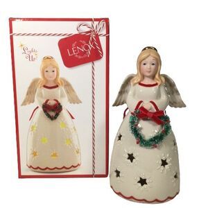 LENOX MERRY & LIGHT Christmas Angel Figurine Sculpture - NEW in BOX - LIGHTS UP!